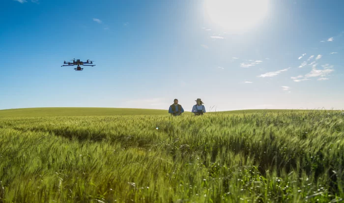 Spraying drones fly over orchards-msoen